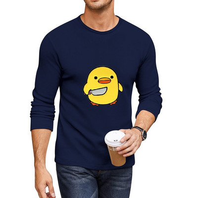 Νέα χαριτωμένη πάπια με μαχαίρι Duckling Meme Long T-Shirt Anime χαριτωμένα μπλουζάκια λευκά μπλουζάκια ανδρικά ρούχα