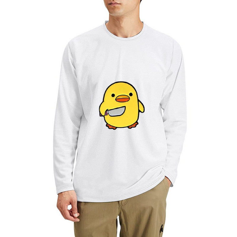Νέα χαριτωμένη πάπια με μαχαίρι Duckling Meme Long T-Shirt Anime χαριτωμένα μπλουζάκια λευκά μπλουζάκια ανδρικά ρούχα