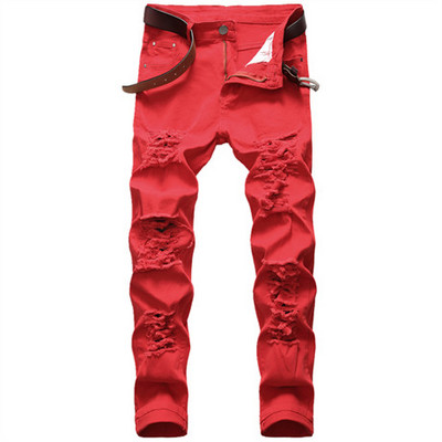 Straight Hole Destruction Trousers Distressed Jeans Muške traper hlače Modni dizajner Bijele hlače Muške velike veličine 28-42