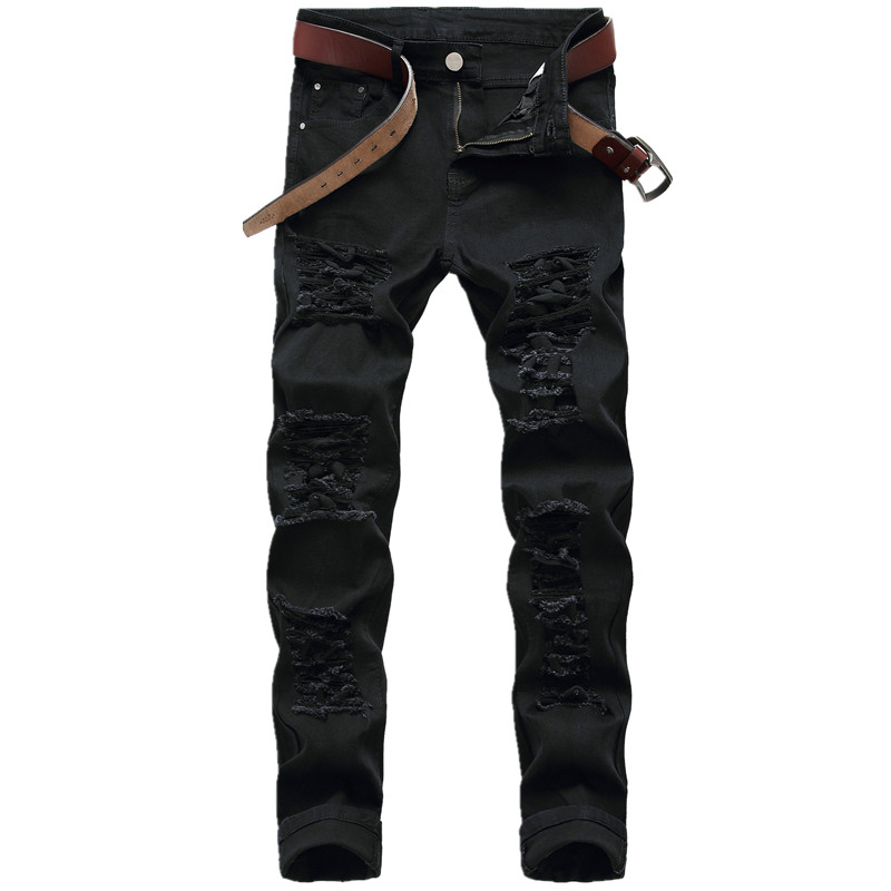 Straight Hole Destruction Trousers Distressed Jeans Muške traper hlače Modni dizajner Bijele hlače Muške velike veličine 28-42
