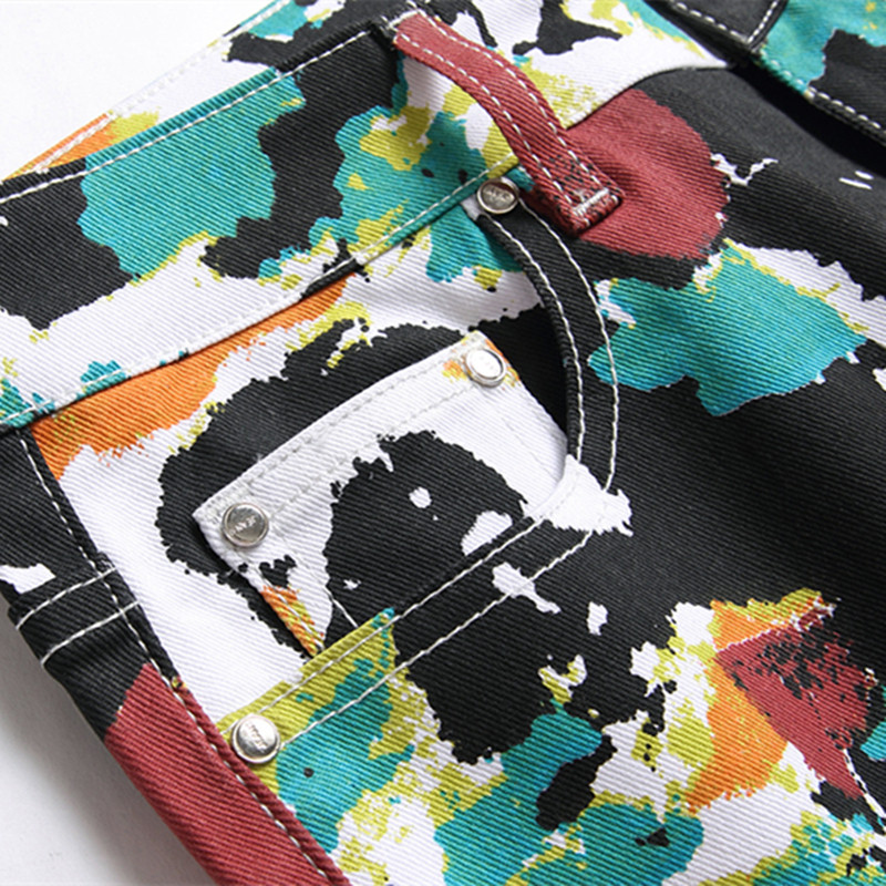 Street Tie Dye Wind Bump Color Personality Jeans Modne uske hlače do struka Ležerna muška odjeća