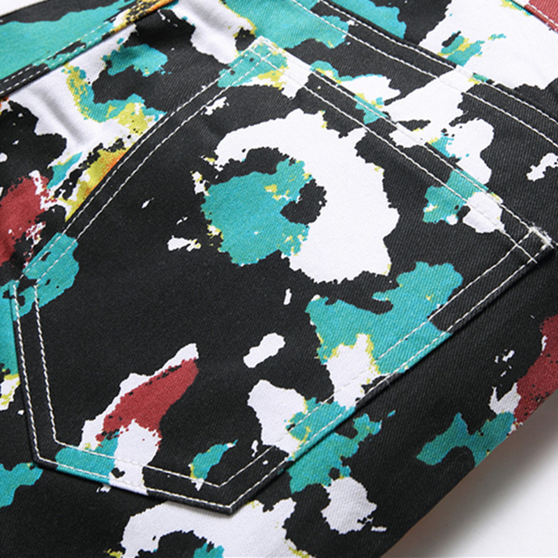 Street Tie Dye Wind Bump Color Personality Jeans Modne uske hlače do struka Ležerna muška odjeća