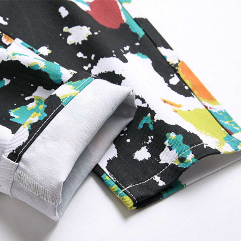 Street Tie Dye Wind Bump Color Personality Jeans Modne uske hlače do struka Ležerna muška odjeća