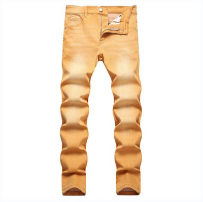 Geltoni Džinsai Vyriškos plonos tamprios džinsinės kelnės Raudonos chaki spalvos kelnės Madingos skalbtos laisvalaikio džinsas plius dydis 28 30 32 34 36 38 40 42