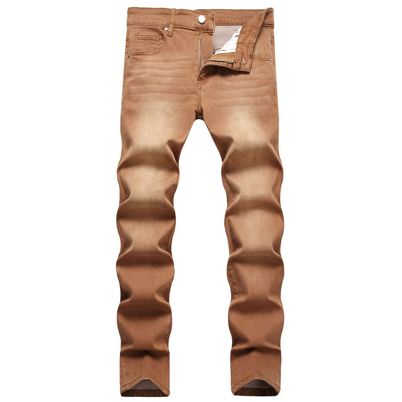 Geltoni Džinsai Vyriškos plonos tamprios džinsinės kelnės Raudonos chaki spalvos kelnės Madingos skalbtos laisvalaikio džinsas plius dydis 28 30 32 34 36 38 40 42