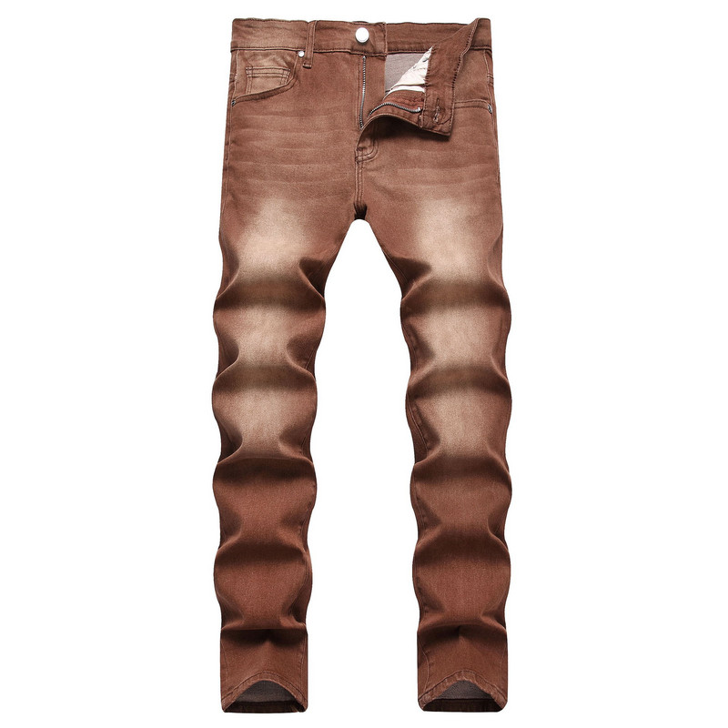 Geltoni Džinsai Vyriškos plonos tamprios džinsinės kelnės Raudonos chaki spalvos kelnės Madingos skalbtos laisvalaikio džinsas plius dydis 28 30 32 34 36 38 40 42