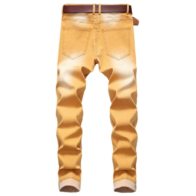 High Street Muške rastezljive uske traperice Modne ležerne boje Traperice Hlače muške zelene žute kaubojske hlače velike veličine 28-42