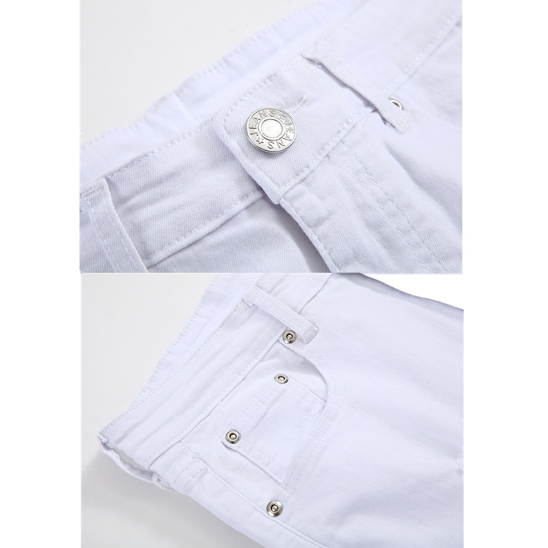 Modne nove bijele muške traperice iz 2023., male rastezljive traper hlače, muške hlače s poderanim ukrasima, crne, crvene ležerne hlače, velike veličine 28-42