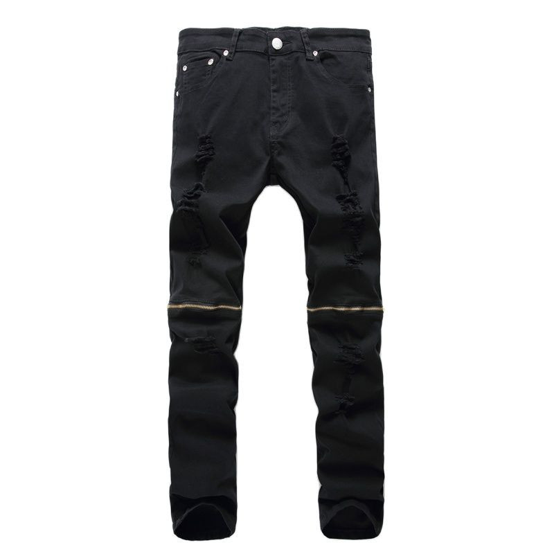 Modne nove bijele muške traperice iz 2023., male rastezljive traper hlače, muške hlače s poderanim ukrasima, crne, crvene ležerne hlače, velike veličine 28-42