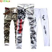 Dizajnerske traperice s printom Visokokvalitetne poderane traperice za muškarce Veličina 28-38 40 42 2022. Jesen Proljeće HIP HOP Punk Streetwear Hlače