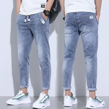 Καλοκαιρινό κορδόνι Φαρδύ μπλε Boyfriend Harajuku Casual Hip Hop Ανδρικό τζιν Cargo Κομψό Σχεδιαστής Jogger Cowboy Haren Jeans παντελόνι