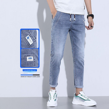 Καλοκαιρινό κορδόνι Φαρδύ μπλε Boyfriend Harajuku Casual Hip Hop Ανδρικό τζιν Cargo Κομψό Σχεδιαστής Jogger Cowboy Haren Jeans παντελόνι