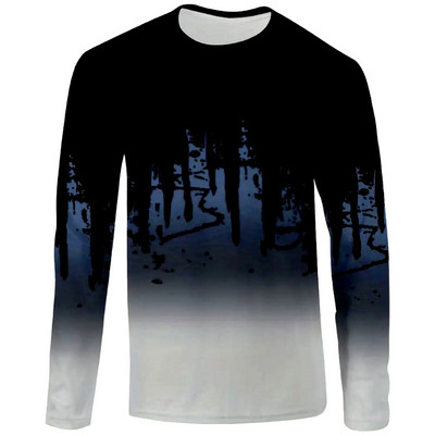 3D tapyba Grafinis spaudinys ilgomis rankovėmis marškinėliai vyrams Pavasaris ruduo Sportas Oversized marškinėliai Kasdieniai marškinėliai Drabužiai