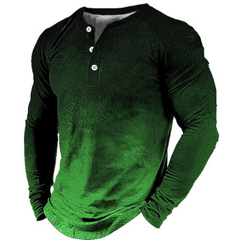 Мъжки 3D графичен печат с дълъг ръкав Ежедневни ежедневни тениски Мъжки дрехи Горнища Есен Пролет Тениски Тениски Облекло