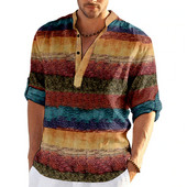 3D prugasti grafički ispis Muške majice dugih rukava Majice sa samostojećim ovratnikom Proljeće Jesen Dnevna muška odjeća Majice