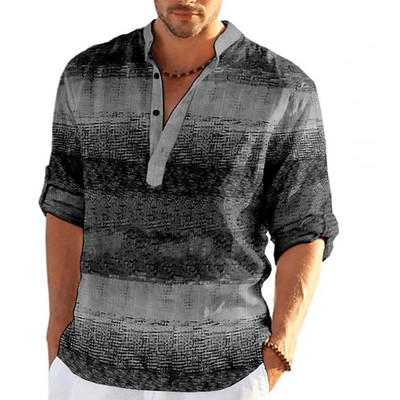 3D prugasti grafički ispis Muške majice dugih rukava Majice sa samostojećim ovratnikom Proljeće Jesen Dnevna muška odjeća Majice