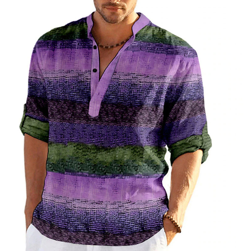 3D prugasti grafički ispis Muške majice dugih rukava Majice sa samostojećim ovratnikom Proljeće Jesen Dnevna muška odjeća Majice