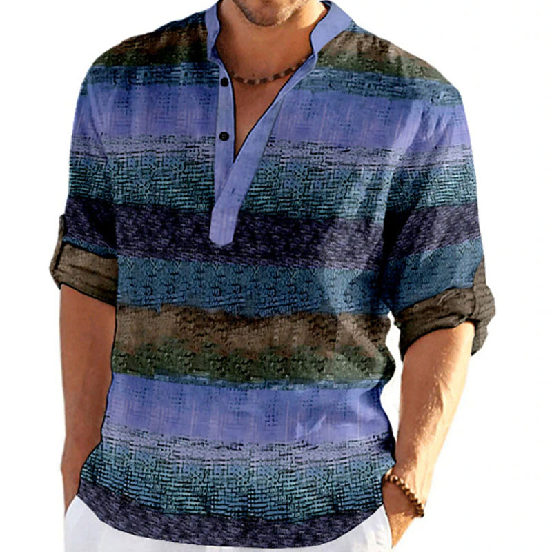 3D prugasti grafički ispis Muške majice dugih rukava Majice sa samostojećim ovratnikom Proljeće Jesen Dnevna muška odjeća Majice