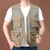 Taktikaline sõjaväevest mitme taskuga meeste riided varrukateta jope suvine võrk meeste meeste kalapüügiriided mootorratta jaht