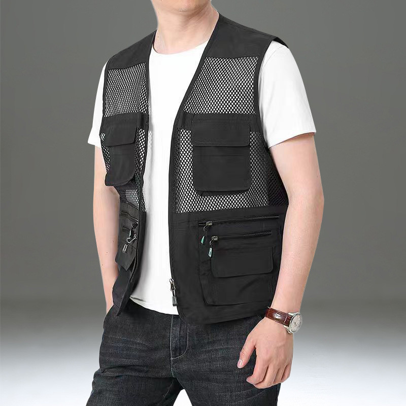 Taktikaline sõjaväevest mitme taskuga meeste riided varrukateta jope suvine võrk meeste meeste kalapüügiriided mootorratta jaht