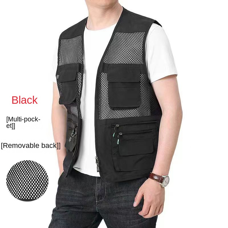 Taktikaline sõjaväevest mitme taskuga meeste riided varrukateta jope suvine võrk meeste meeste kalapüügiriided mootorratta jaht