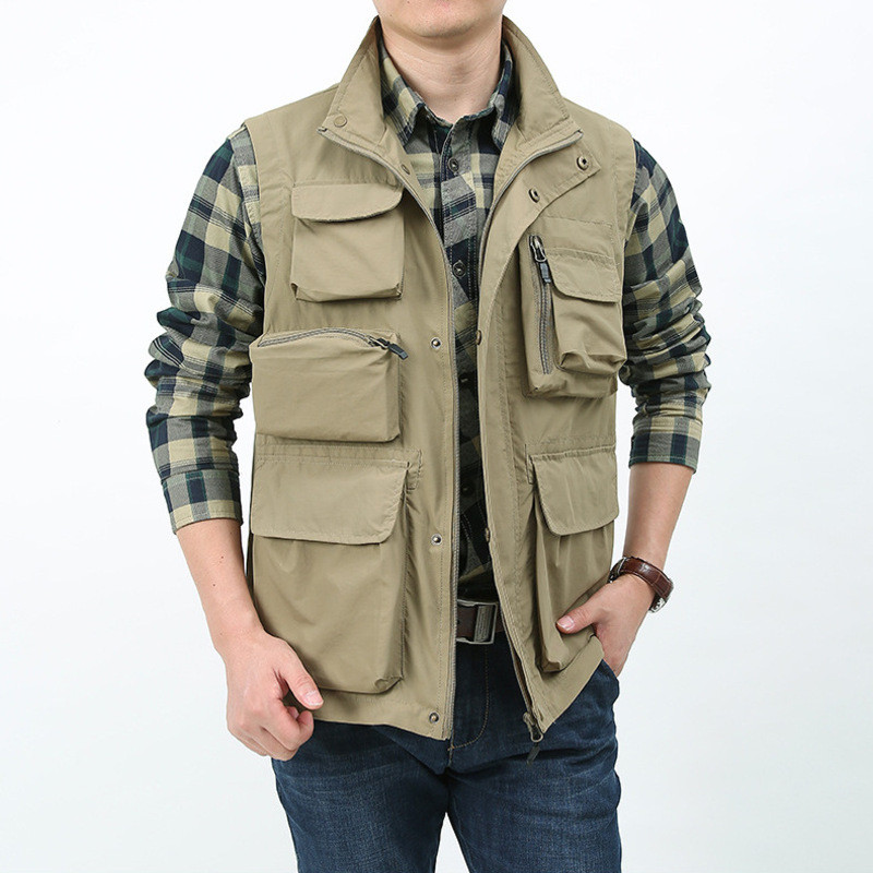 Vezeni prsluk Ribarska odjeća Radna taktička vojna proljetna muška ljetna muška mrežasta jakna bez rukava s više džepova Kaput
