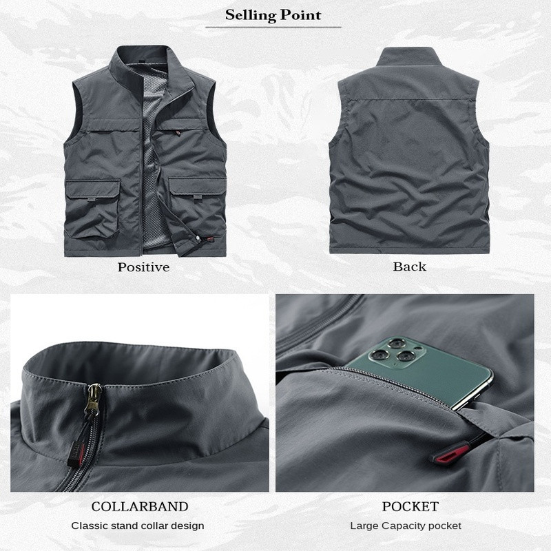 Kaput Ljeto za muškarce Lovački prsluk Vezena muška odjeća bez rukava Besplatna dostava Taktička vojna mrežasta biciklistička ribolovačka jakna