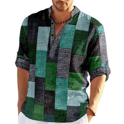 Muške majice s 3D prugastim grafičkim printom dugih rukava Proljeće Jesen Ležerna samostojeća kragna Muška odjeća Majice