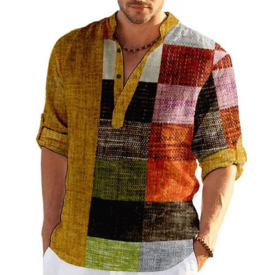 Muške majice s 3D prugastim grafičkim printom dugih rukava Proljeće Jesen Ležerna samostojeća kragna Muška odjeća Majice