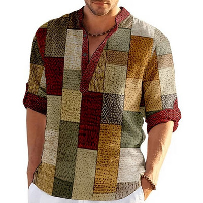 Muške majice s 3D prugastim grafičkim printom dugih rukava Proljeće Jesen Ležerna samostojeća kragna Muška odjeća Majice