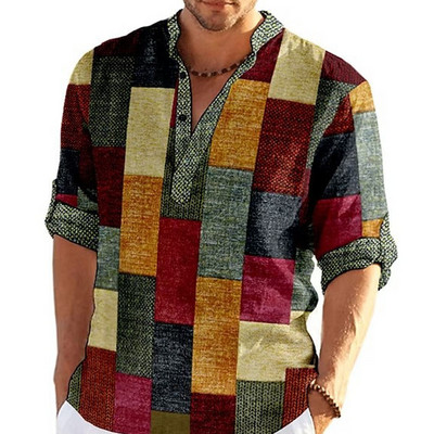 Muške majice s 3D prugastim grafičkim printom dugih rukava Proljeće Jesen Ležerna samostojeća kragna Muška odjeća Majice