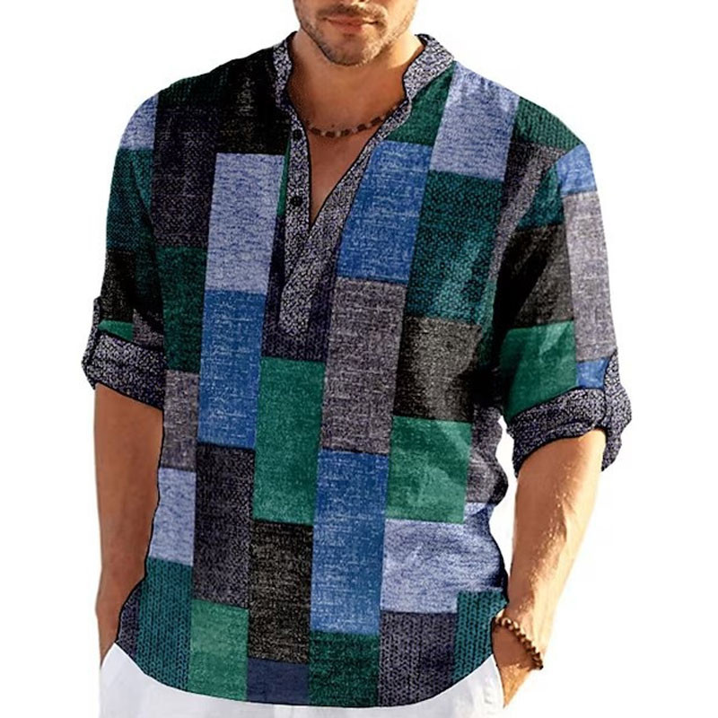 Muške majice s 3D prugastim grafičkim printom dugih rukava Proljeće Jesen Ležerna samostojeća kragna Muška odjeća Majice