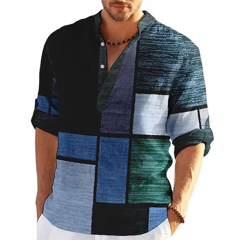 Muške majice s 3D prugastim grafičkim printom dugih rukava Proljeće Jesen Ležerna samostojeća kragna Muška odjeća Majice