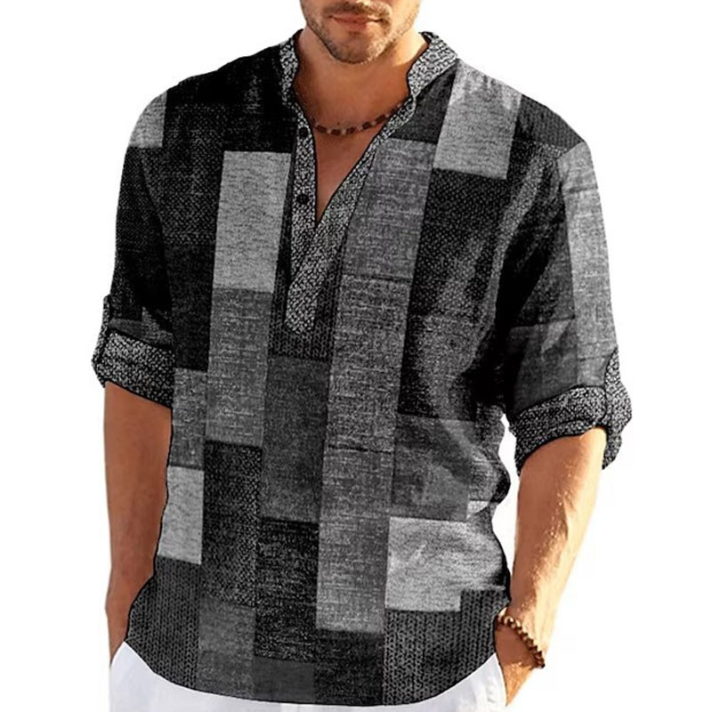 Muške majice s 3D prugastim grafičkim printom dugih rukava Proljeće Jesen Ležerna samostojeća kragna Muška odjeća Majice