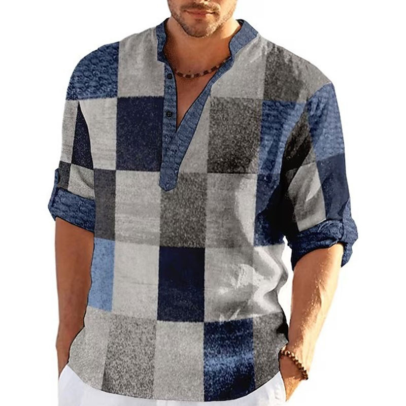 Muške majice s 3D prugastim grafičkim printom dugih rukava Proljeće Jesen Ležerna samostojeća kragna Muška odjeća Majice