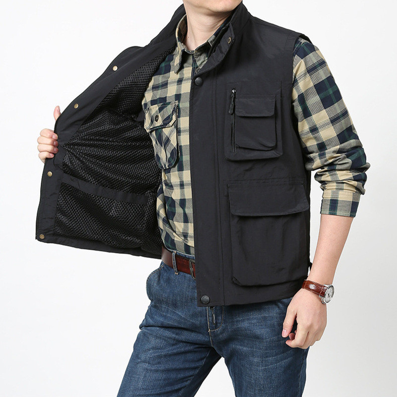 Γιλέκο εργασίας Καλοκαιρινό αμάνικο Ανδρικό Ανοιξιάτικο Τακτικό Στρατιωτικό Μοτοσικλετιστή Ρούχα Ψάρεμα Μπουφάν ποδηλάτης Γιλέκα με πολλές τσέπες MAN Zip