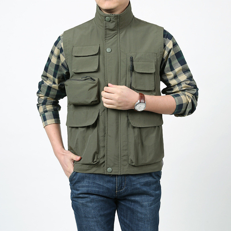 Γιλέκο εργασίας Καλοκαιρινό αμάνικο Ανδρικό Ανοιξιάτικο Τακτικό Στρατιωτικό Μοτοσικλετιστή Ρούχα Ψάρεμα Μπουφάν ποδηλάτης Γιλέκα με πολλές τσέπες MAN Zip