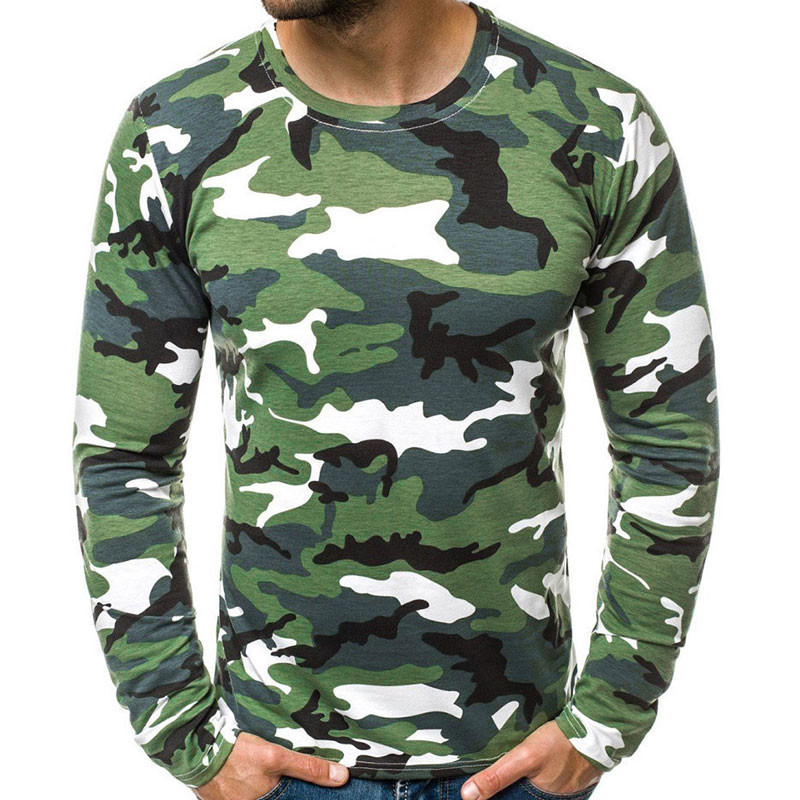 3D kamuflaažiga graafilise trükiga pikkade varrukatega T-särgid meestele Kevad-sügis spordisärgid, meeste vabaaja särgid