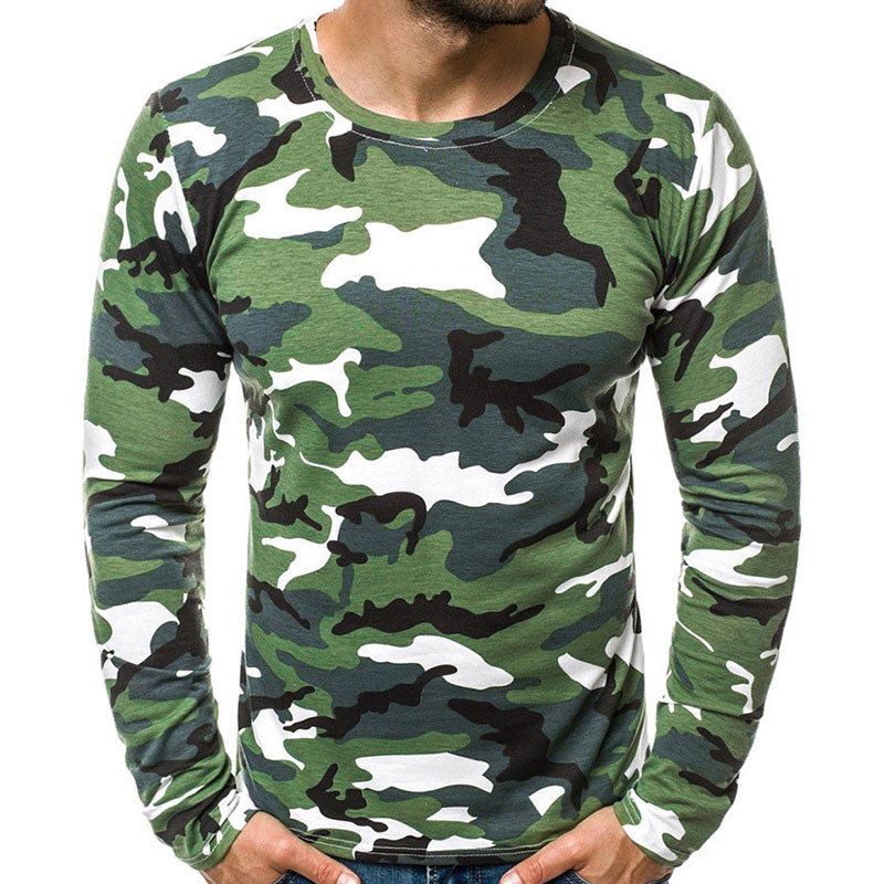 3D kamuflaažiga graafilise trükiga pikkade varrukatega T-särgid meestele Kevad-sügis spordisärgid, meeste vabaaja särgid