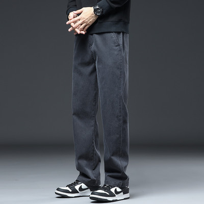 2023. Nove zimske visokokvalitetne traperice od meke liocel tkanine, muške široke ravne debele traper hlače s elastičnim strukom, muške velike veličine 5XL