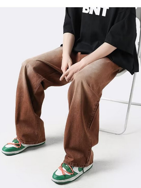 American Jeans muške modne jesenske i zimske vintage hlače ravne široke hlače širokih nogavica Streetwear pantalon homme