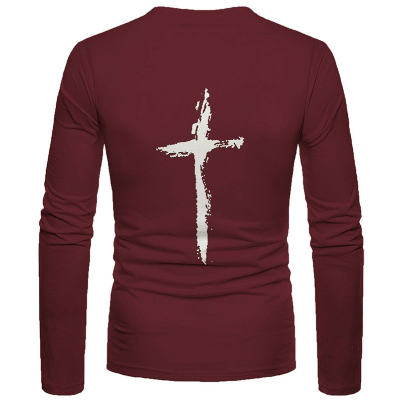 Μακρυμάνικο μπλουζάκια με τρισδιάστατη εκτύπωση σταυρωτής γραφικής παράστασης για άνδρες Ανοιξιάτικο φθινόπωρο Αθλητικά μπλουζάκια υπερμεγέθη Μπλουζάκια Casual Hip Hop Tees