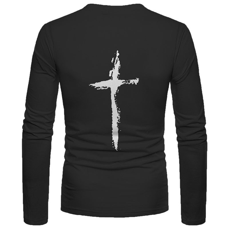 Μακρυμάνικο μπλουζάκια με τρισδιάστατη εκτύπωση σταυρωτής γραφικής παράστασης για άνδρες Ανοιξιάτικο φθινόπωρο Αθλητικά μπλουζάκια υπερμεγέθη Μπλουζάκια Casual Hip Hop Tees