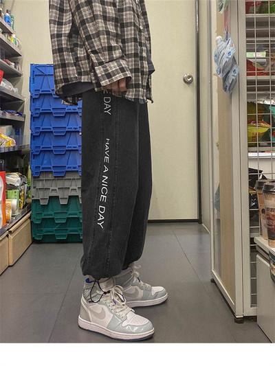 Proljeće Ljeto Crne Plave široke traperice Muškarci Streetwear Denim Joggers Ležerne pamučne harem hlače Jeans Hlače jogger jeans muške