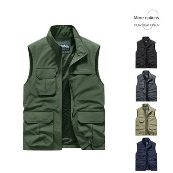 Spring MAN VEST Ανδρικά ρούχα εργασίας με πολλές τσέπες Ανδρικά ρούχα κυνηγιού Δωρεάν αποστολή Denim Tactical Military Summer Mesh Fishing