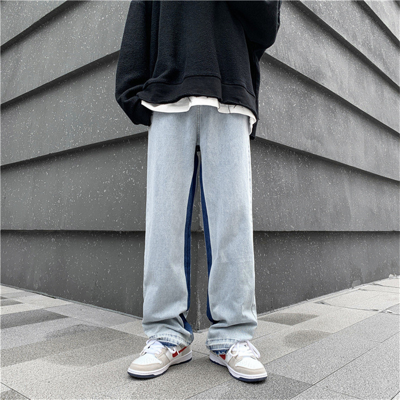 2022. Europski muški traperice Neutralne traper hlače širokih nogavica Široke ravne traperice s printom slova Vrećaste muške traperice Ležerne široke hip hop hlače