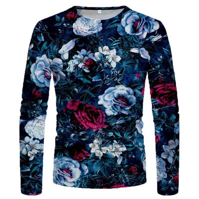 3D-värviline graafiline prinditud pikkade varrukatega T-särgid meestele Sügissport Suuremõõtmelised t-särgid Topid Vabaaja särgid Rõivad Rõivad