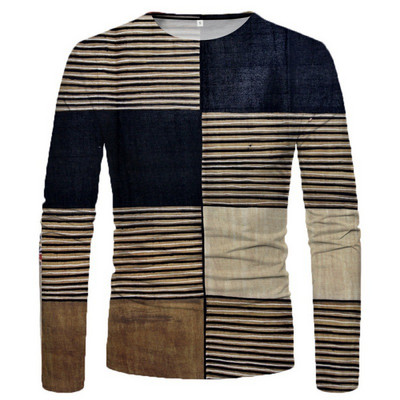 3D-värviline graafiline prinditud pikkade varrukatega T-särgid meestele Sügissport Suuremõõtmelised t-särgid Topid Vabaaja särgid Rõivad Rõivad