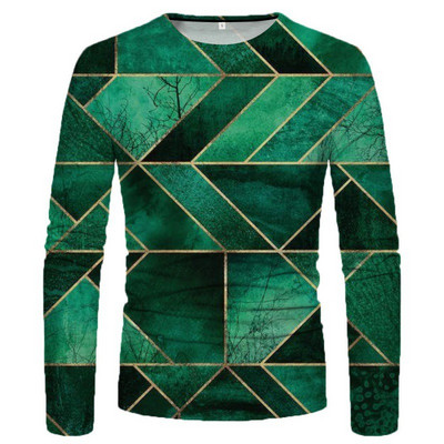 3D-värviline graafiline prinditud pikkade varrukatega T-särgid meestele Sügissport Suuremõõtmelised t-särgid Topid Vabaaja särgid Rõivad Rõivad