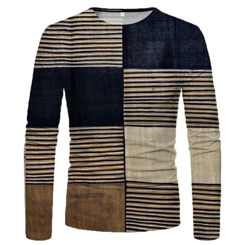 3D-värviline graafiline prinditud pikkade varrukatega T-särgid meestele Sügissport Suuremõõtmelised t-särgid Topid Vabaaja särgid Rõivad Rõivad